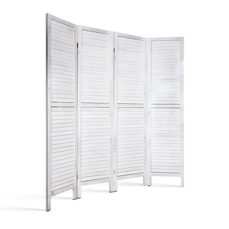 Artiss 4 Panel Foldable Wooden Room Divider - White - Sale Now