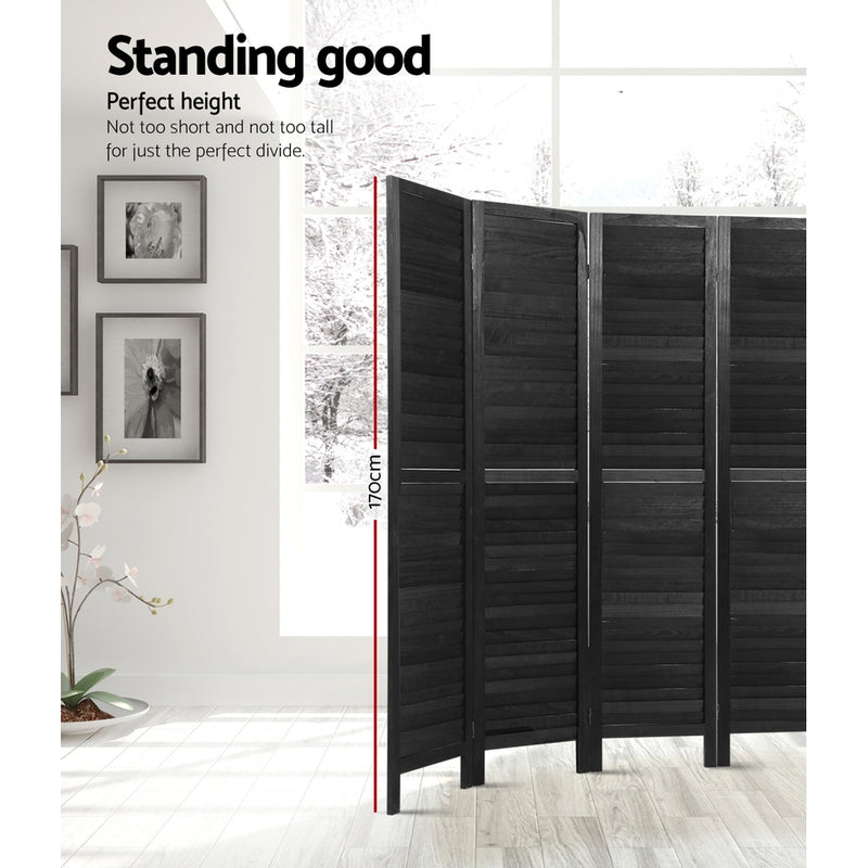 Artiss 6 Panel Room Divider Screen Privacy Wood Dividers Timber Stand Black - Sale Now