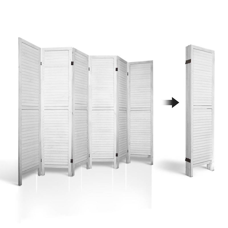 Artiss 6 Panel Room Divider Privacy Screen Foldable Wood Stand White - Sale Now