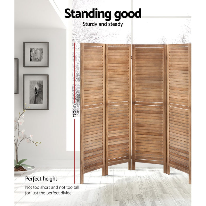 Artiss Room Divider Screen 8 Panel Privacy Wood Dividers Stand Bed Timber Brown - Sale Now