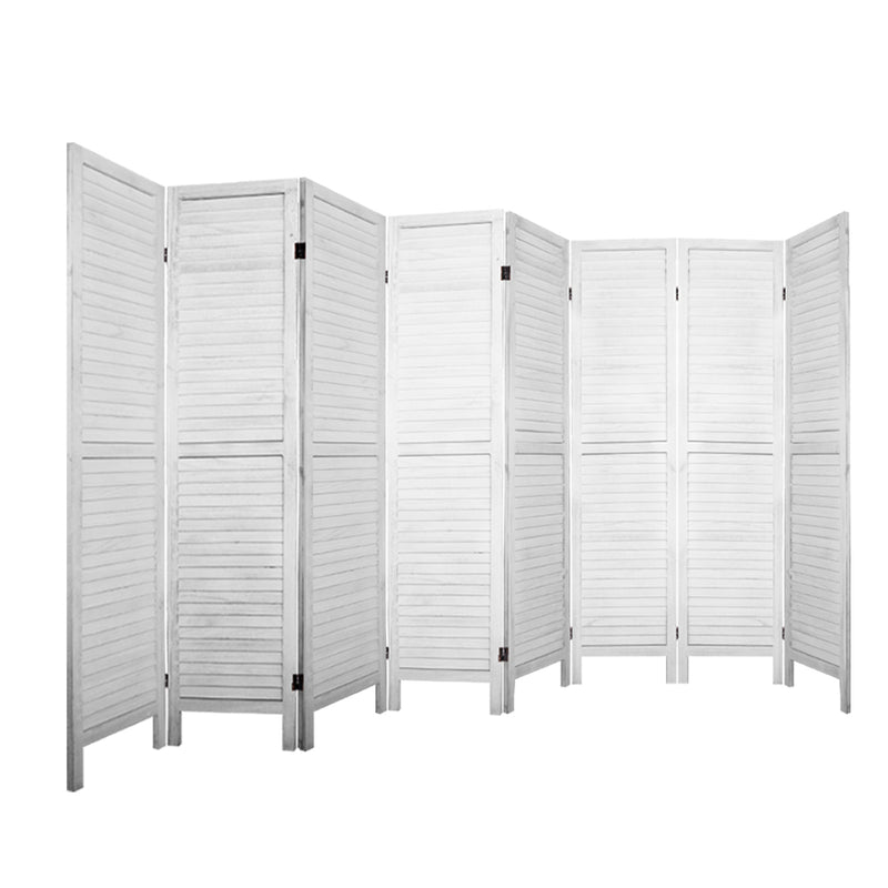 Artiss Room Divider Screen 8 Panel Privacy Wood Dividers Stand Bed Timber White - Sale Now