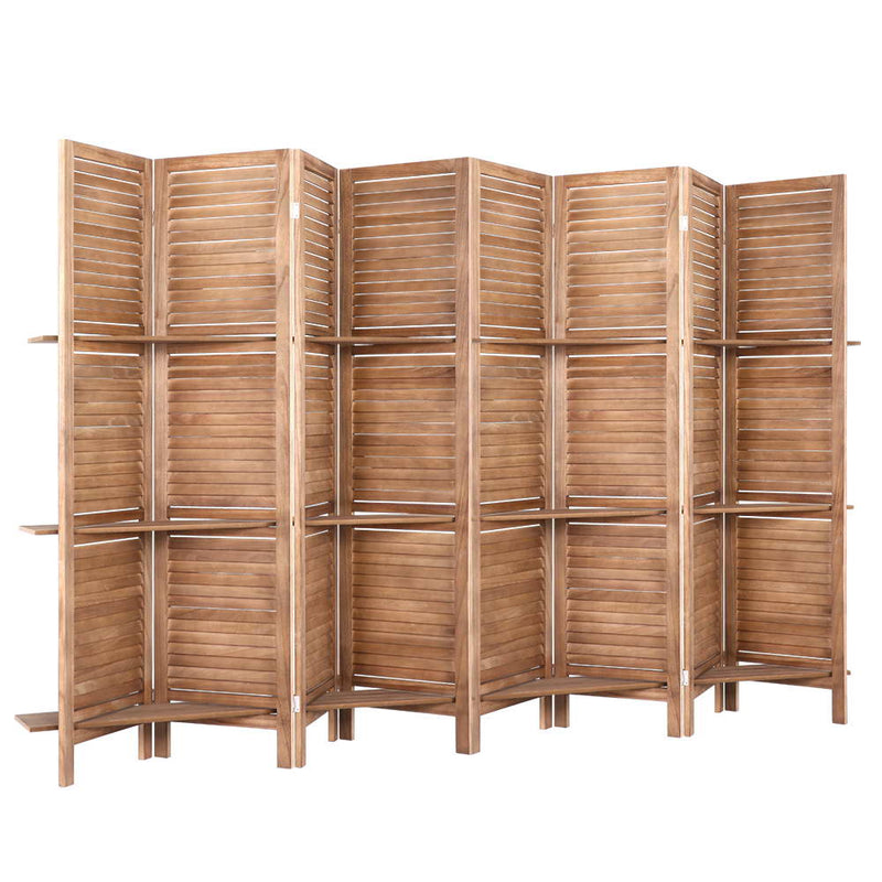 Artiss Room Divider Screen 8 Panel Privacy Dividers Shelf Wooden Timber Stand - Sale Now