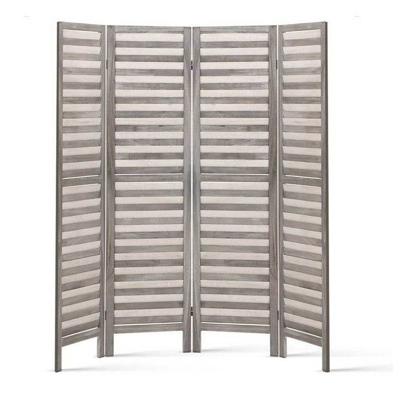 Artiss 4 Panel Foldable Wooden Room Divider - Grey - Sale Now