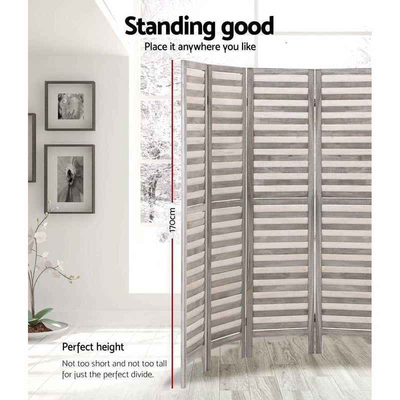 Artiss 8 Panel Room Divider Screen Privacy Wood Dividers Timber Stand Grey - Sale Now