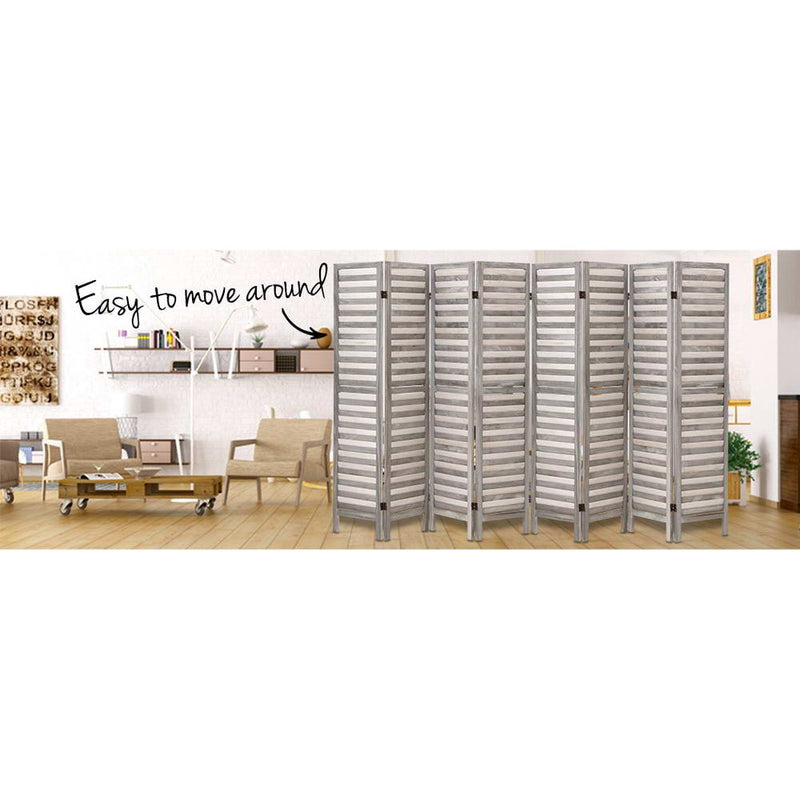 Artiss 8 Panel Room Divider Screen Privacy Wood Dividers Timber Stand Grey - Sale Now