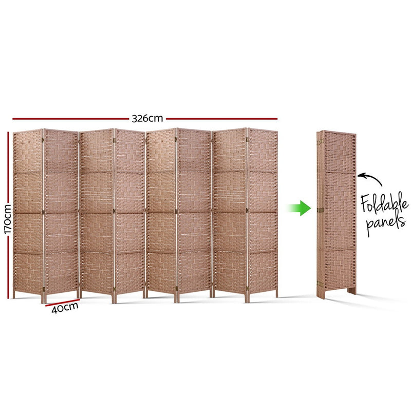 Artiss 8 Panel Room Divider Screen Privacy Rattan Timber Foldable Dividers Stand Hand Woven - Sale Now