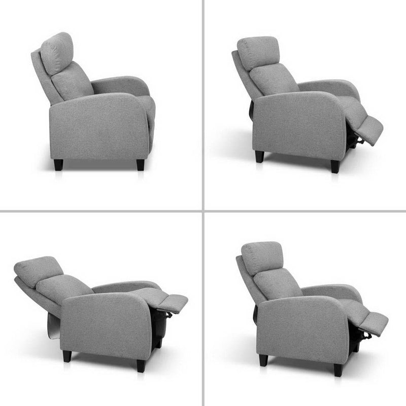 Artiss Fabric Reclining Armchair - Grey - Sale Now