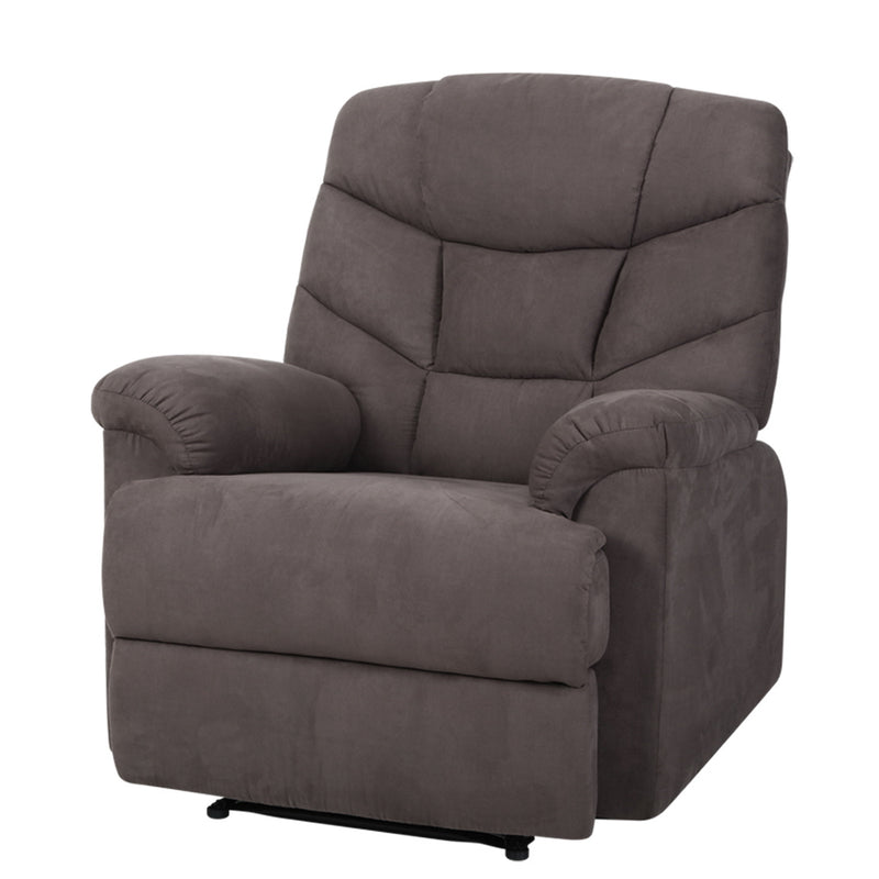 Artiss Recliner Chair Luxury Lounge Sofa Chairs Foam Padded Suede Fabric Armchair Couch Brown
