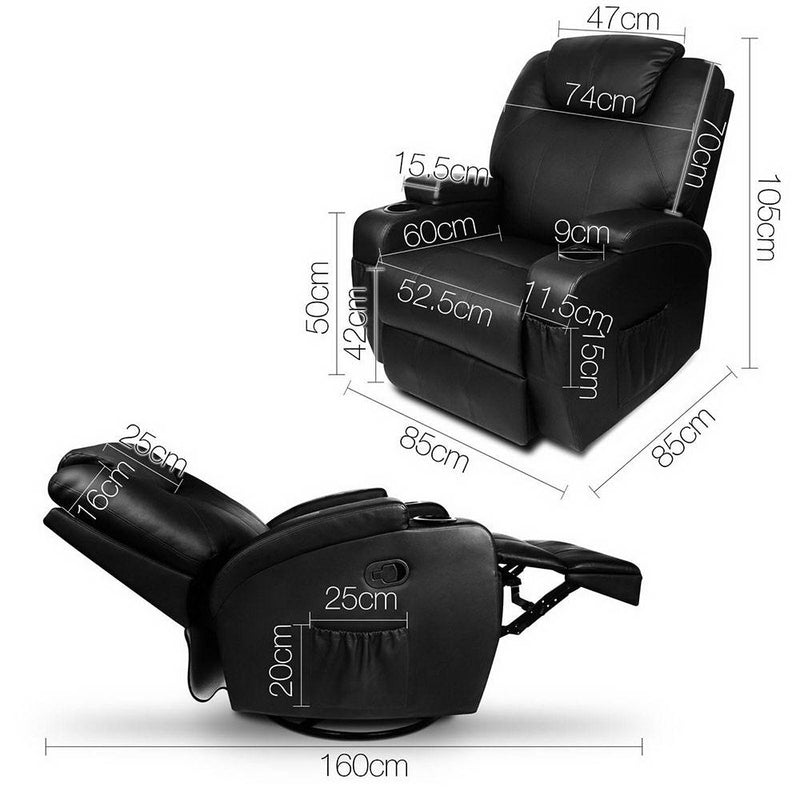Artiss PU Leather Massage Armchair - Black - Sale Now