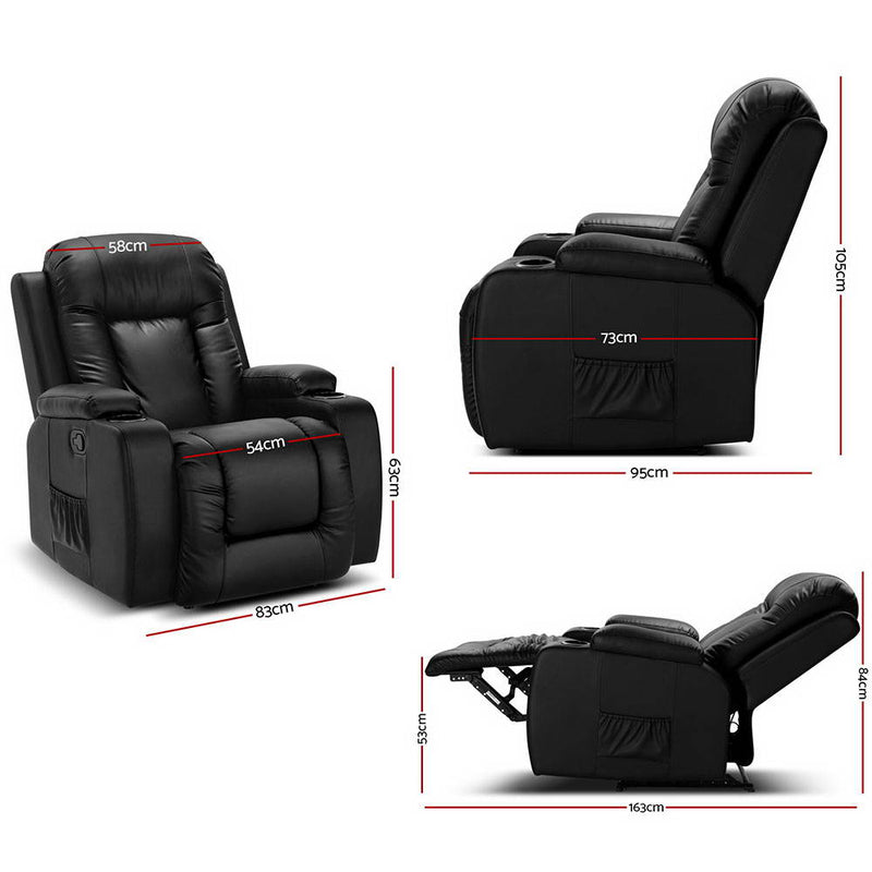Artiss Electric Massage Chair Recliner Luxury Lounge Sofa Armchair Heat Leather - Sale Now