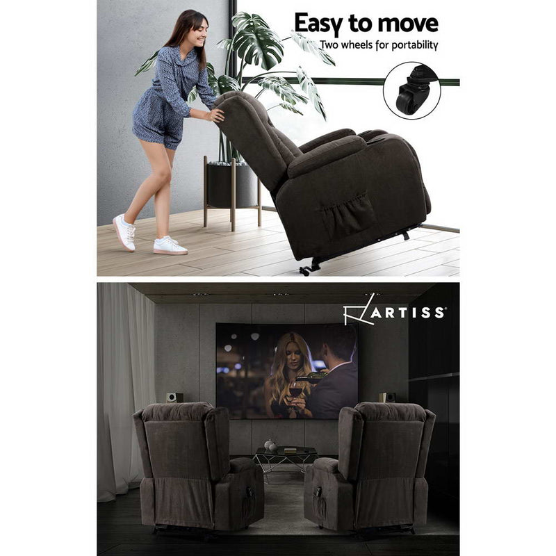 Artiss Electric Recliner Chair Lift Heated Massage Chairs Fabric Lounge Sofa - Sale Now