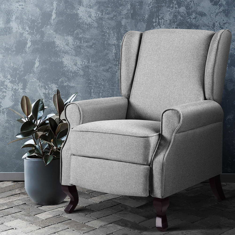 Artiss Recliner Chair Luxury Lounge Armchair Single Sofa Couch Fabric Grey - Sale Now
