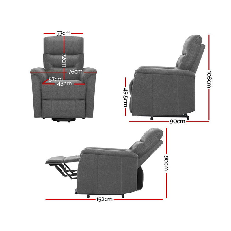 Artiss Recliner Lift Chair Adjustable Armchair Luxury Lounge Padded Sofa Single - Sale Now