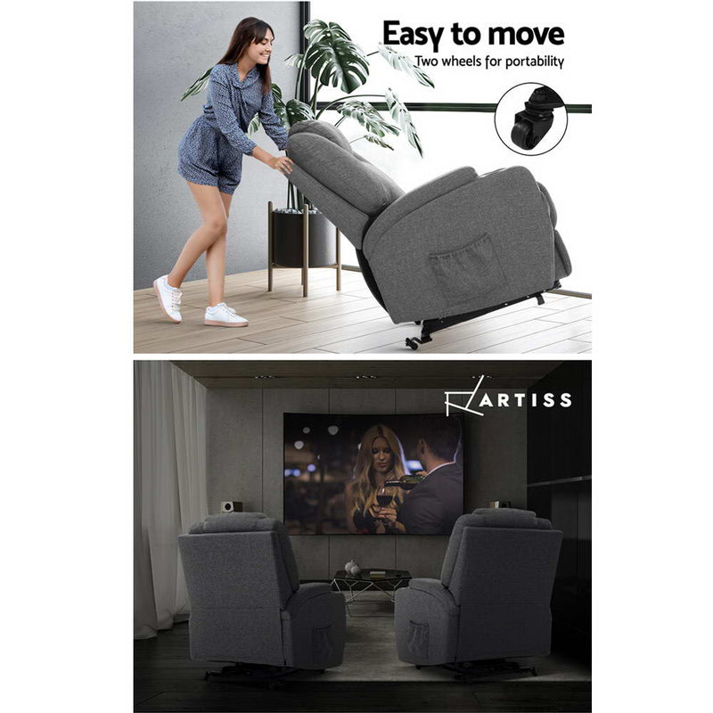 Artiss Electric Massage Chair Recliner Sofa Lift Motor Armchair Heating Fabric - Sale Now
