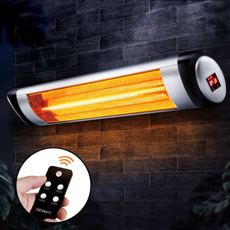Devanti Electric Infrared Patio Heater Radiant Strip Indoor Outdoor Heaters Remote Control 1500W - Sale Now