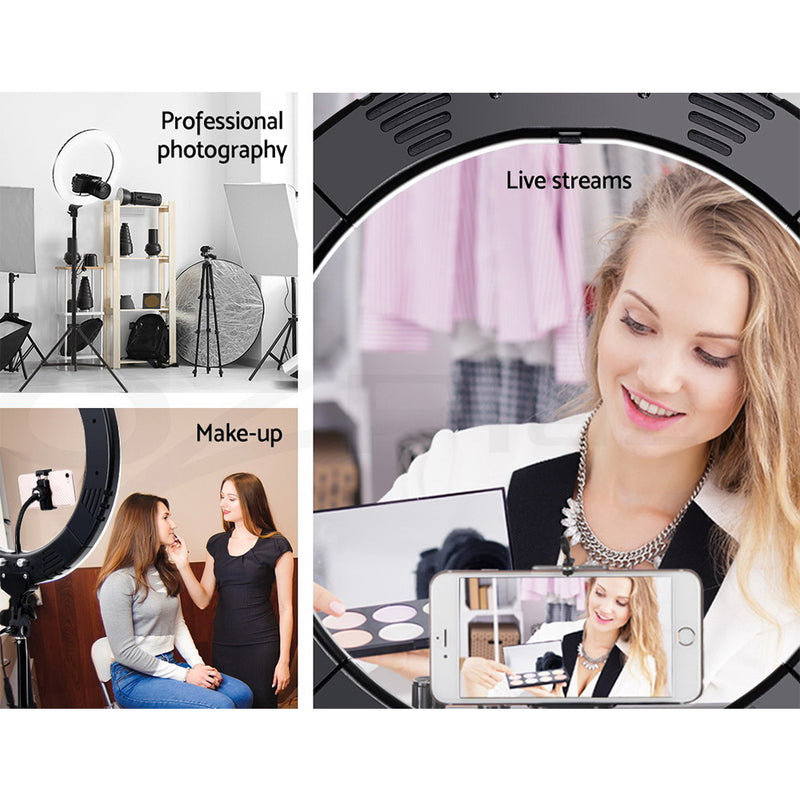 19" LED Ring Light 6500K 5800LM Dimmable Diva With Stand Make Up Studio Video - Sale Now
