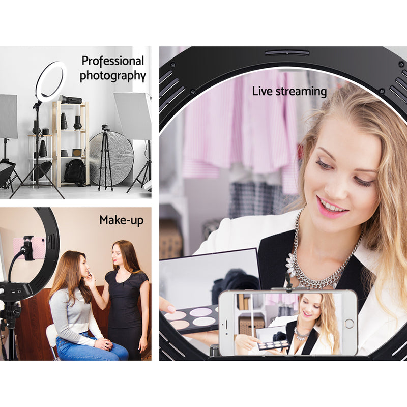 Embellir 14" LED Ring Light 5600K 3000LM Dimmable Stand MakeUp Studio Video - Sale Now