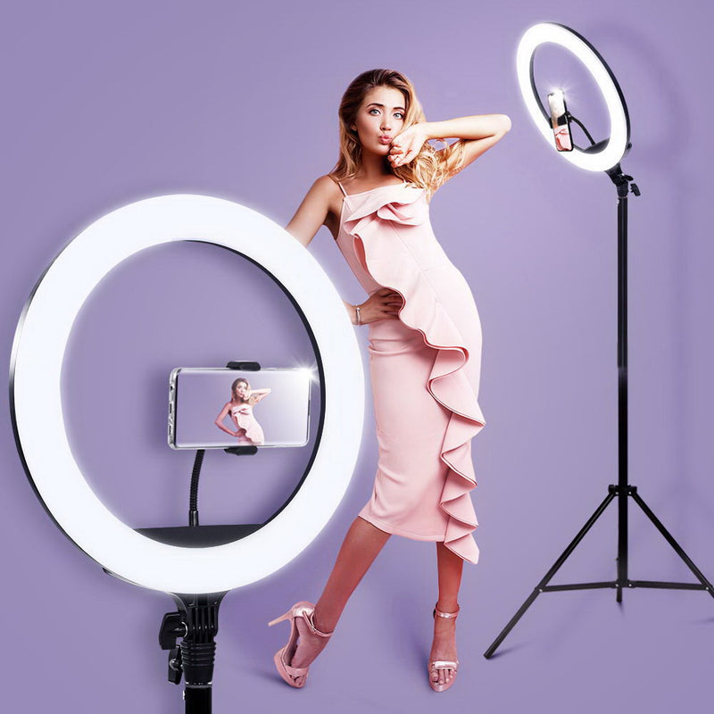 Embellir 14" LED Ring Light 5600K 3000LM Dimmable Stand MakeUp Studio Video - Sale Now