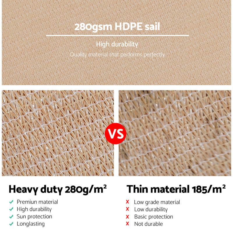 Instahut 2.5x3m Shade Sail Sun Shadecloth 280gsm Sand - Sale Now