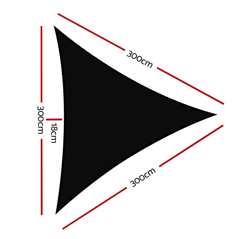 Instahut Sun Shade Sail Cloth Shadecloth Triangle Canopy Black 280gsm 3x3x3m Black - Sale Now