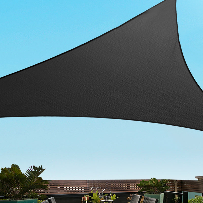 Instahut Sun Shade Sail Cloth Shadecloth Triangle Canopy Black 280gsm 3x3x3m Black - Sale Now