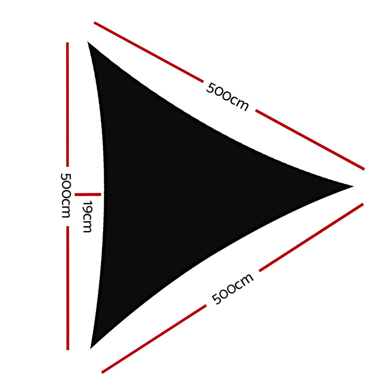 Instahut Sun Shade Sail Canopy Triangle 280gsm 5x5x5m Black - Sale Now