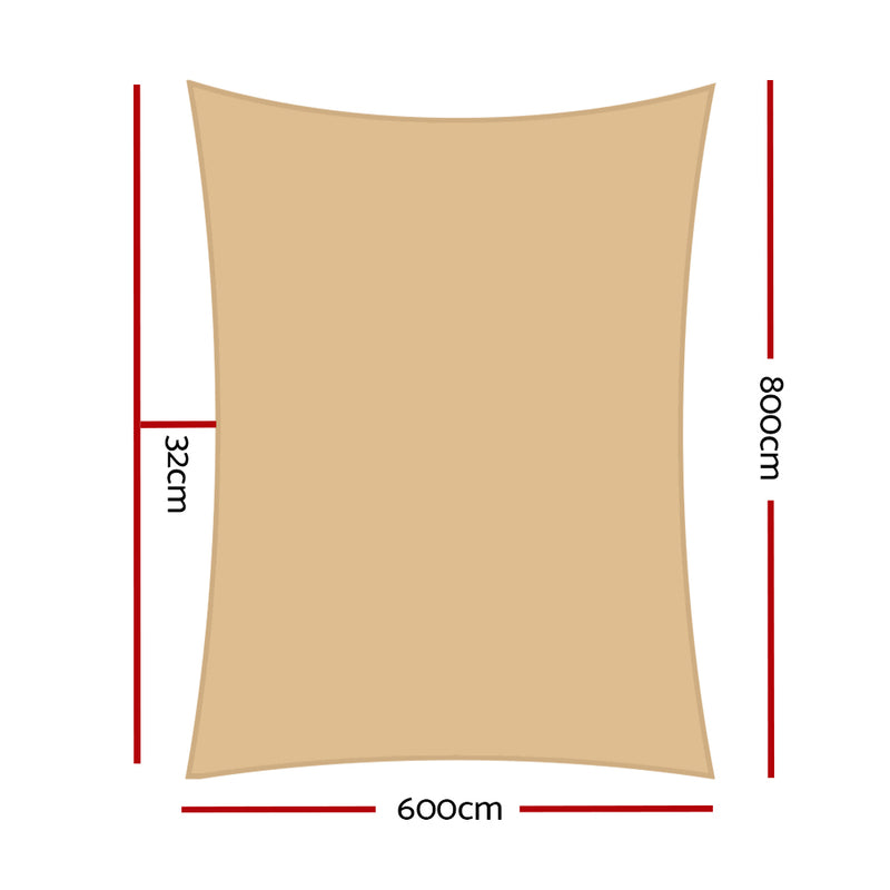 Instahut 6x8m 280gsm Shade Sail Sun Shadecloth Canopy Square - Sale Now