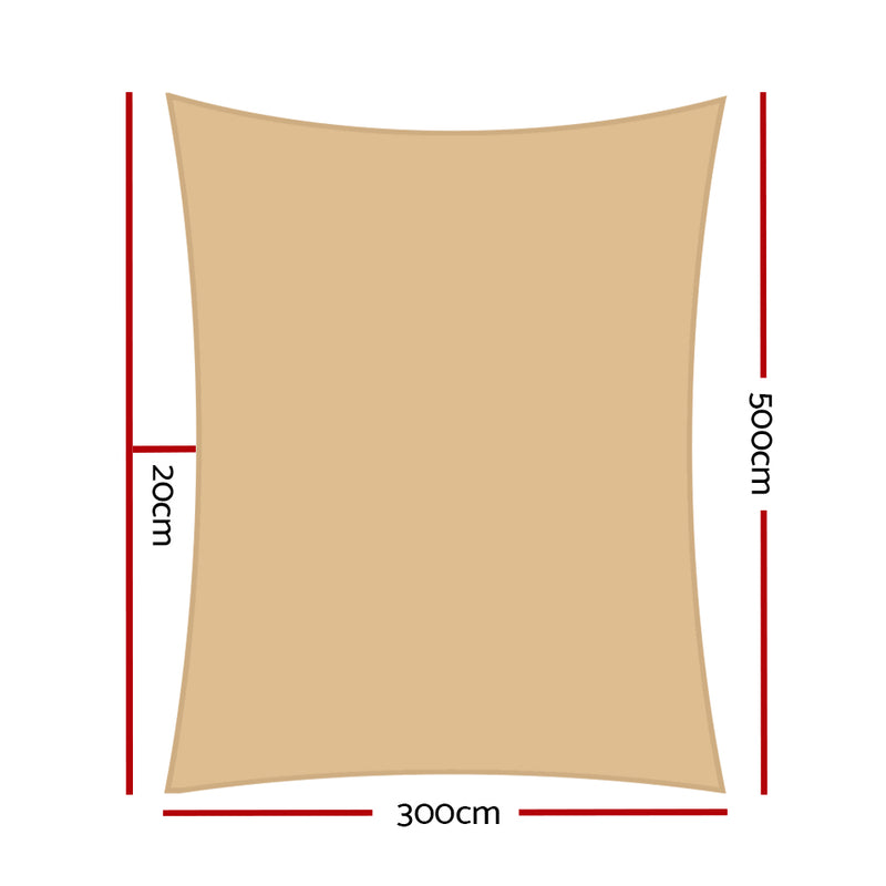 Instahut Shade Sail Cloth Rectangle Shadesail Heavy Duty Sand Sun Canopy 3x5m - Sale Now