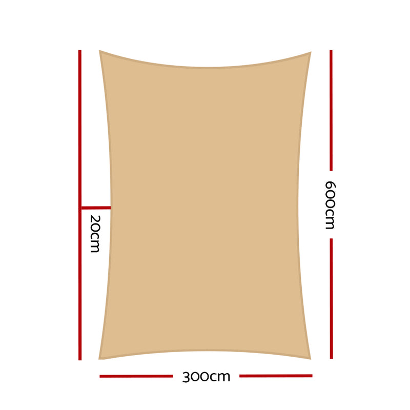 Instahut 3x6m Shade Sail Cloth Shadecloth Rectangle Heavy Duty Sand Sun Canopy - Sale Now