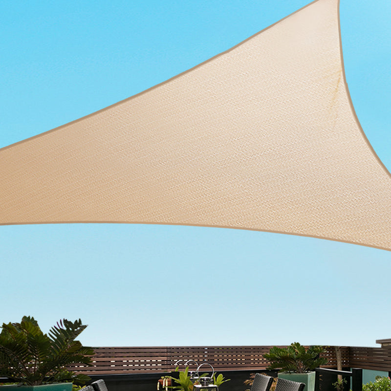 Instahut 5x5x5m Shade Sail Cloth Shadecloth Triangle Heavy Duty Sand Sun Canopy - Sale Now