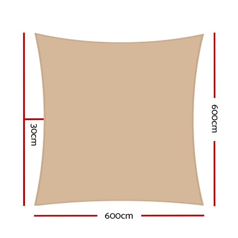 Instahut Shade Sail Cloth Rectangle Shadesail Heavy Duty Sand Sun Canopy 6x6m - Sale Now