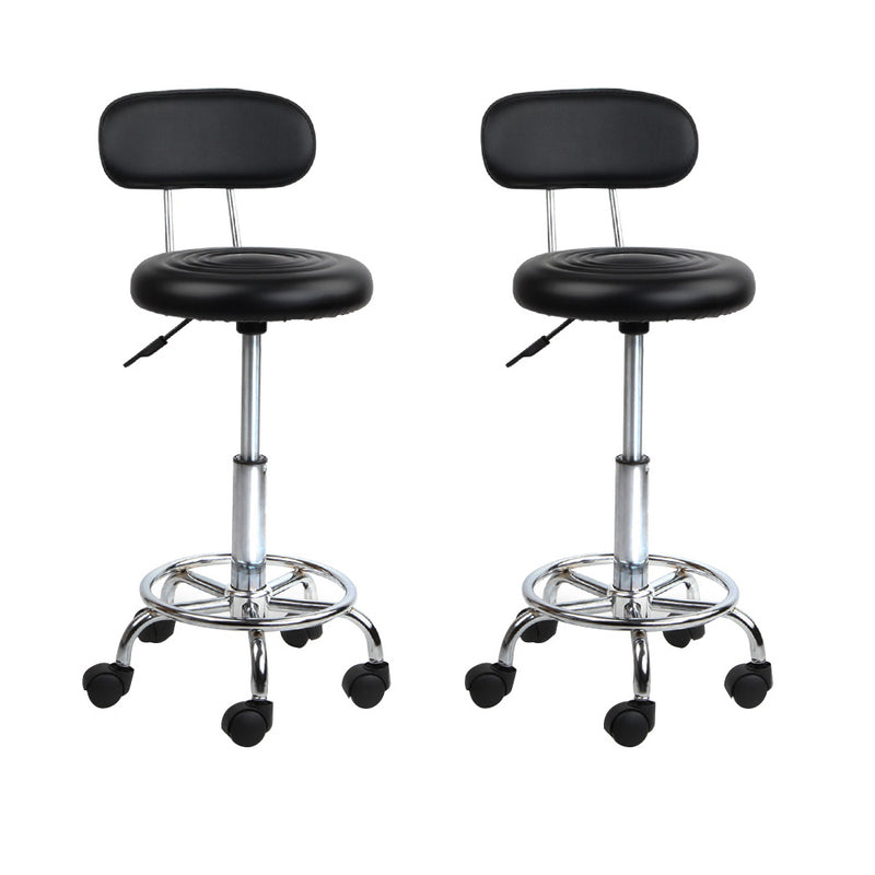 Artiss set of 2 Salon Stool Swivel Chair Backrest Barber Hairdressing Hydraulic Height