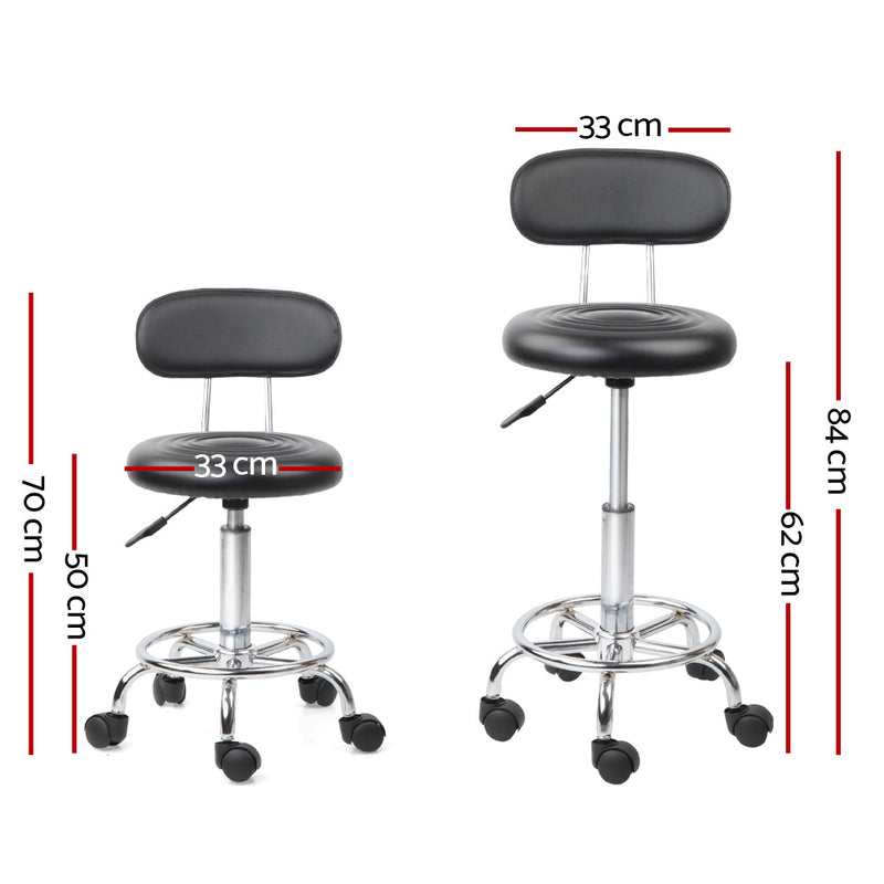 Artiss set of 2 Salon Stool Swivel Chair Backrest Barber Hairdressing Hydraulic Height - Sale Now