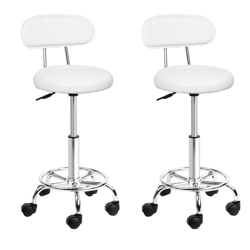Artiss set of 2 Salon Stool Swivel Barber Chair Backrest Hairdressing Hydraulic Height