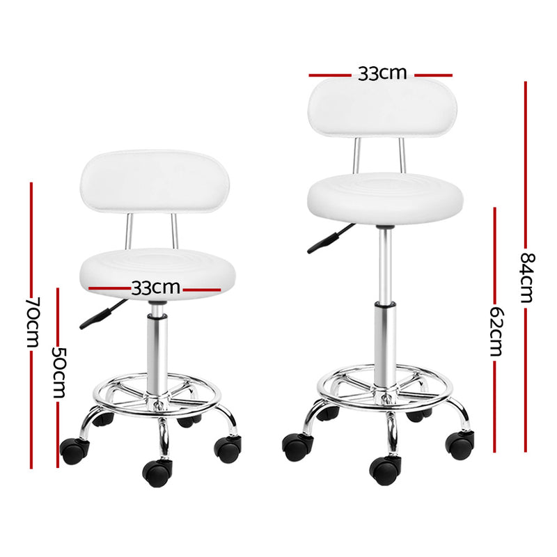 Artiss set of 2 Salon Stool Swivel Barber Chair Backrest Hairdressing Hydraulic Height - Sale Now