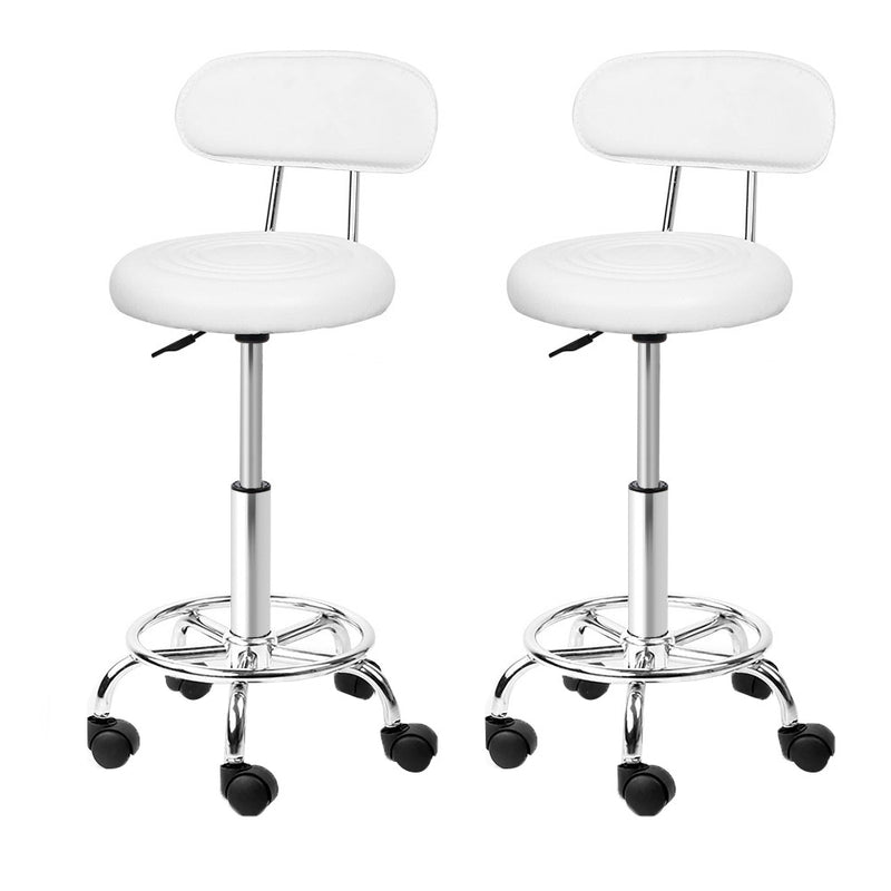 Artiss set of 2 Salon Stool Swivel Barber Chair Backrest Hairdressing Hydraulic Height - Sale Now