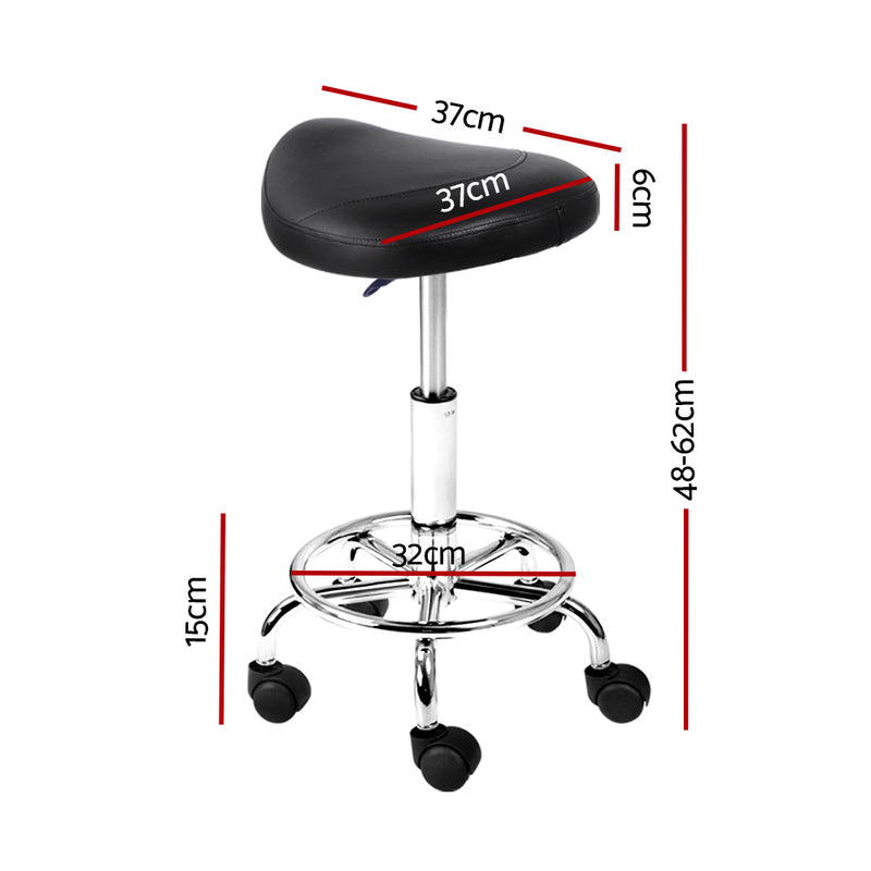 Artiss set of 2 SADDLE Salon Stool Black PU Swivel Barber Hair Dress Chair Hydraulic Lift - Sale Now