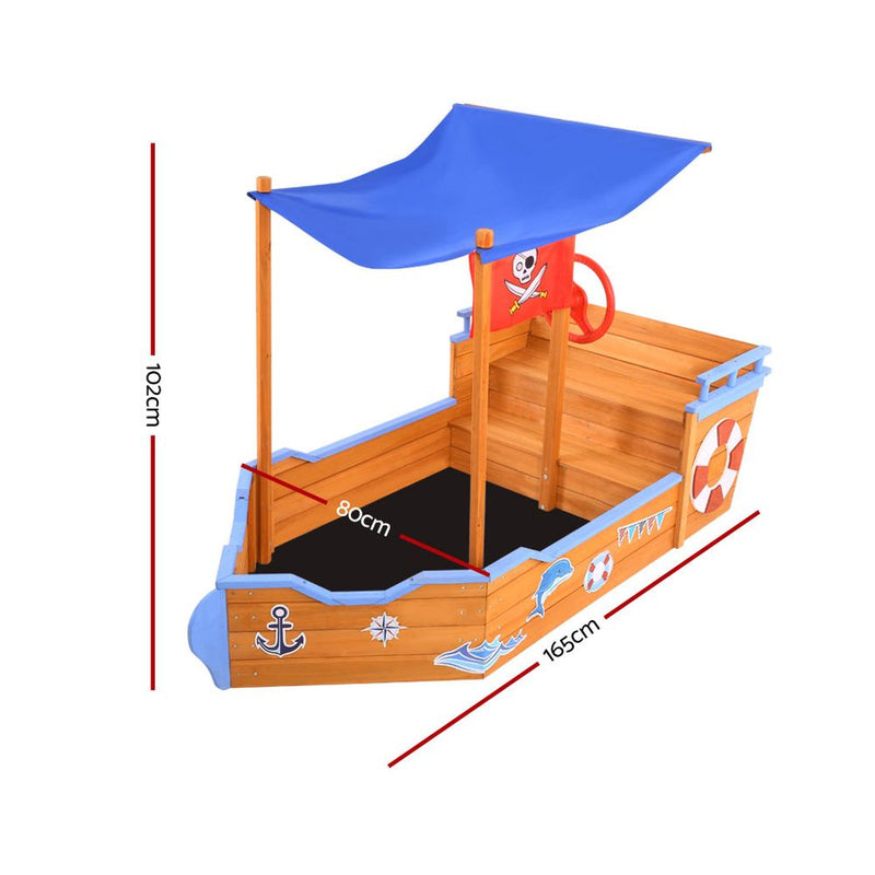 Keezi Boat Sand Pit With Canopy - Sale Now