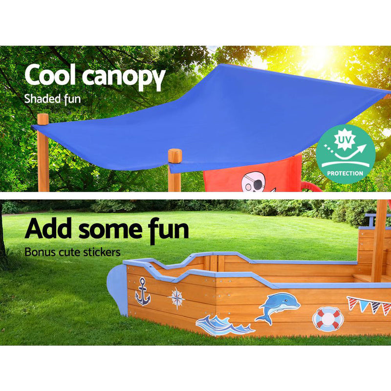 Keezi Boat Sand Pit With Canopy - Sale Now