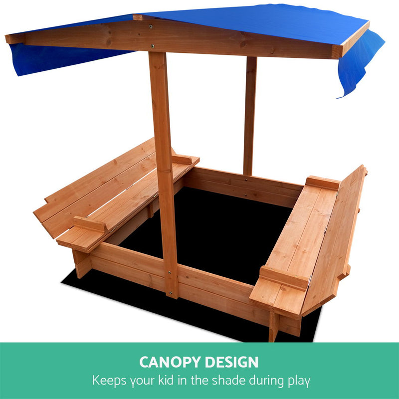 Keezi Wooden Outdoor Sand Box Set Sand Pit- Natural Wood - Sale Now