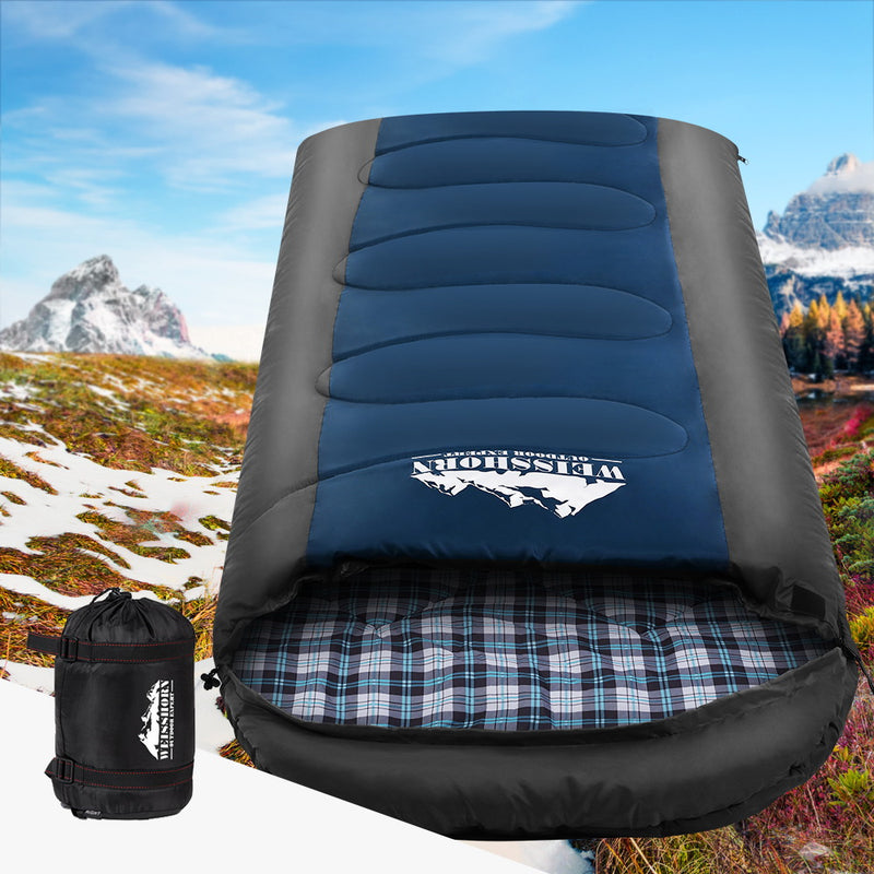 Weisshorn Sleeping Bag Bags Single Camping Hiking -20°C to 10°C Tent Winter Thermal Navy - Sale Now