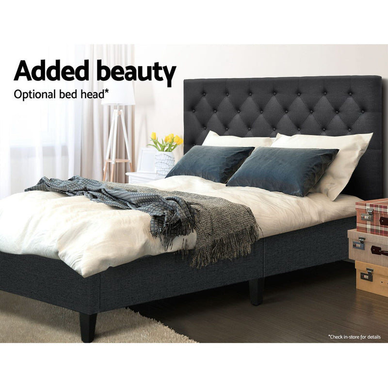 Artiss Bed Base Queen Size Frame Fabric Charcoal - Sale Now
