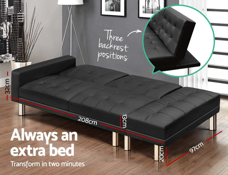 Artiss Sofa Bed Lounge Set 3 Seater Couch Futon Ottoman Leather Modular Recliner - Sale Now