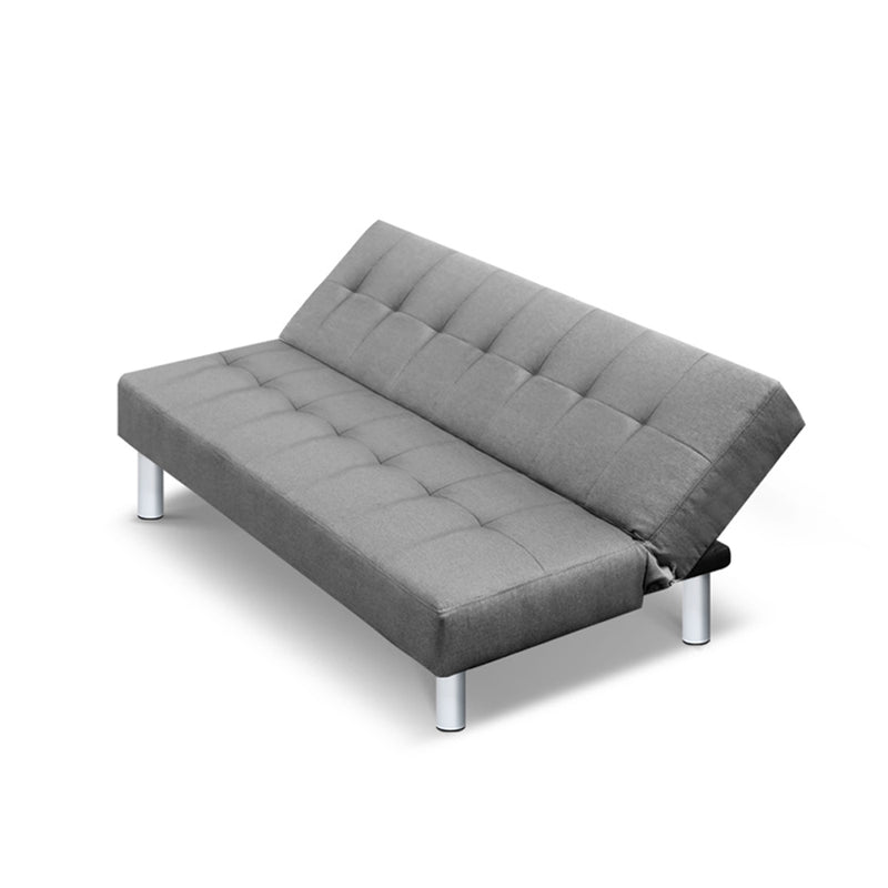 Artiss 3 Seater Fabric Sofa Bed - Grey - Sale Now