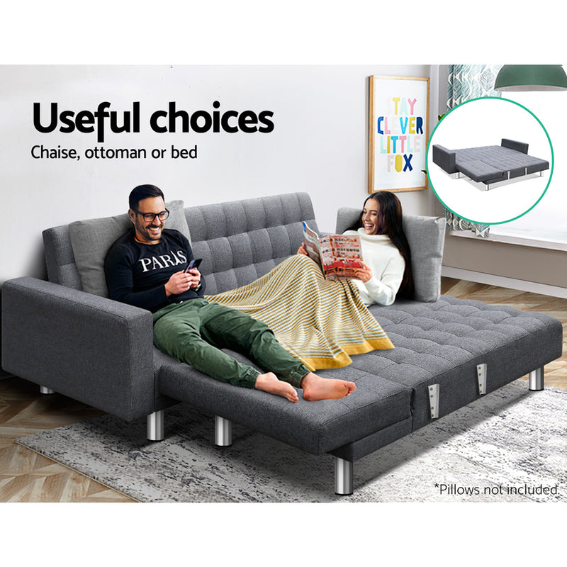 Artiss Modular Fabric Sofa Bed - Grey - Sale Now