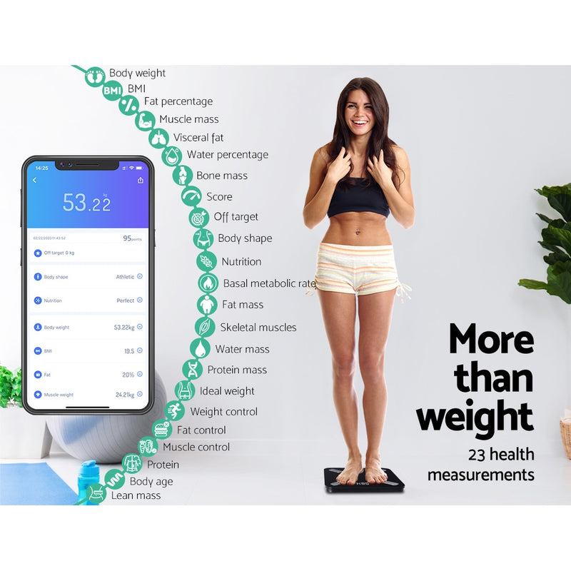 Everfit Electronic Digital Bathroom Body Fat Scale Scales Bluetooth 180KG BMI - Sale Now