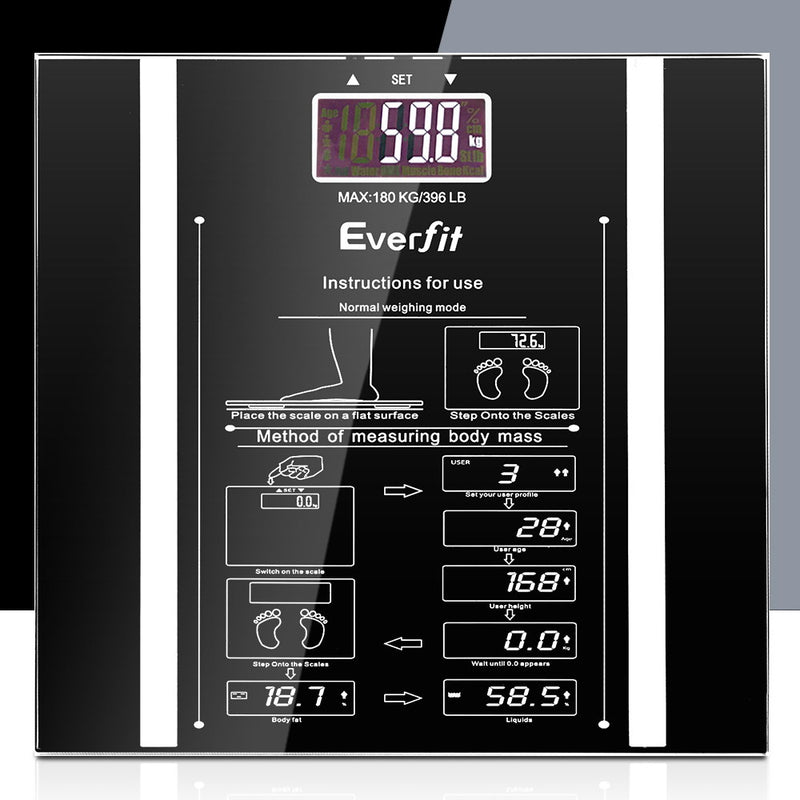 Everfit Electronic Digital Body Fat Scale - Black - Sale Now