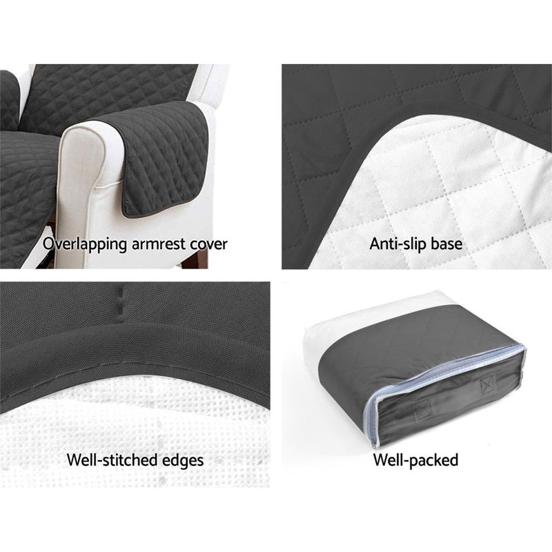 Artiss Sofa Cover Quilted Couch Covers Lounge Protector Slipcovers 1 Seater Dark Grey - Sale Now