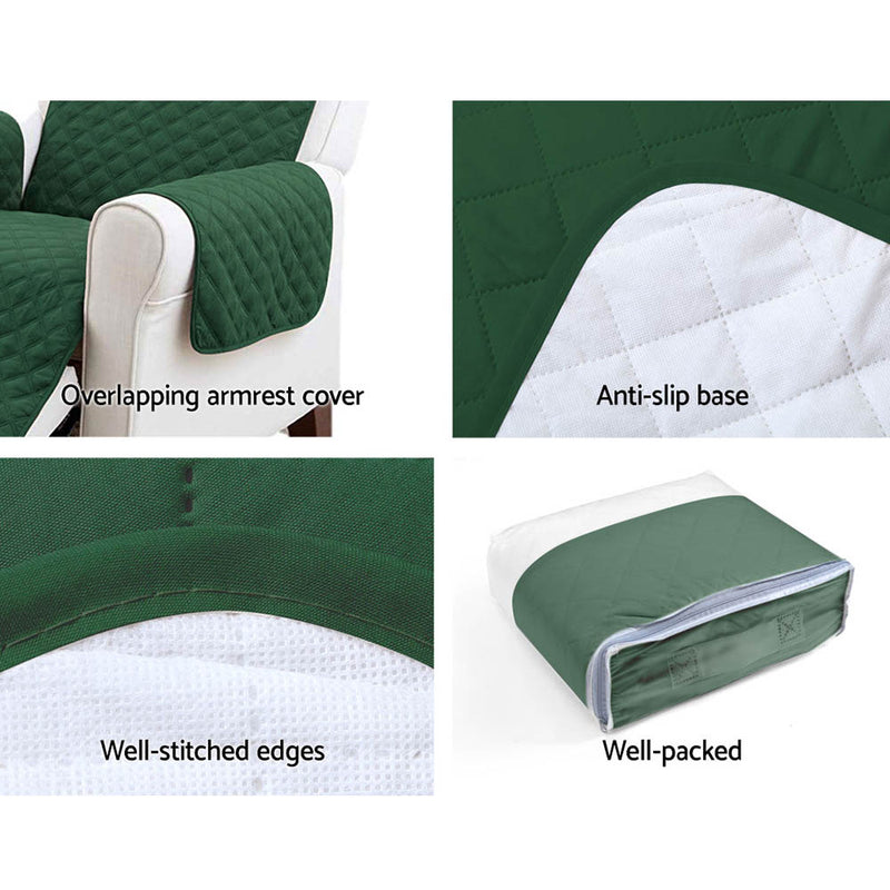 Artiss Sofa Cover Quilted Couch Covers Lounge Protector Slipcovers 1 Seater Green - Sale Now