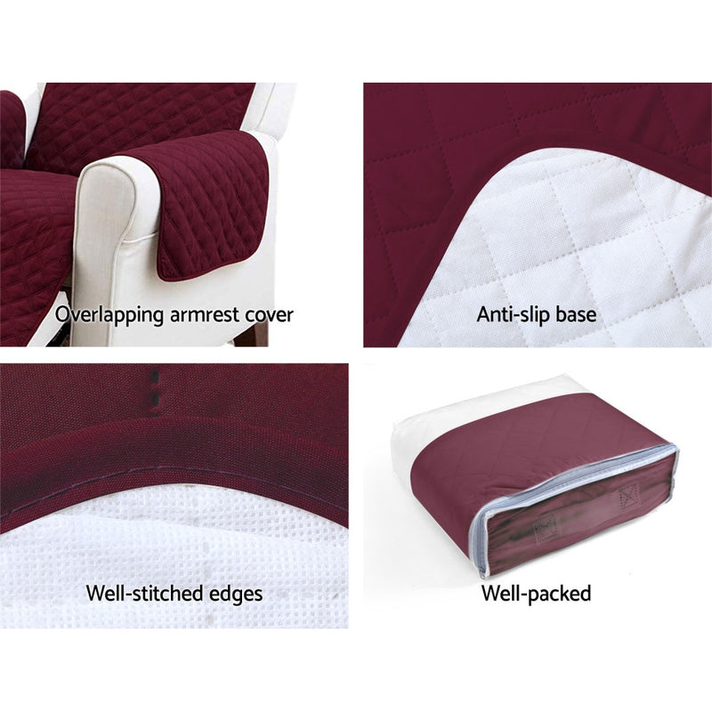 Artiss Sofa Cover Quilted Couch Covers Lounge Protector Slipcovers 1 Seater Burgundy - Sale Now